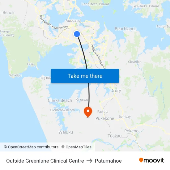 Outside Greenlane Clinical Centre to Patumahoe map