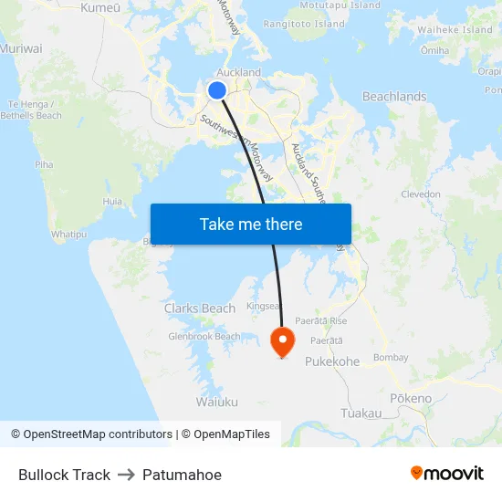 Bullock Track to Patumahoe map