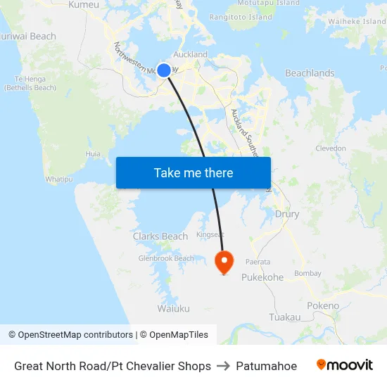 Great North Road/Pt Chevalier Shops to Patumahoe map
