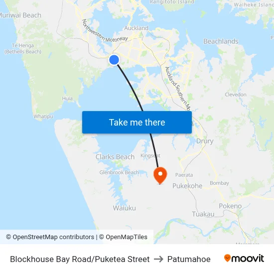 Blockhouse Bay Road/Puketea Street to Patumahoe map