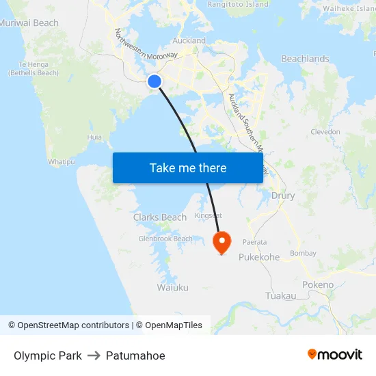 Olympic Park to Patumahoe map