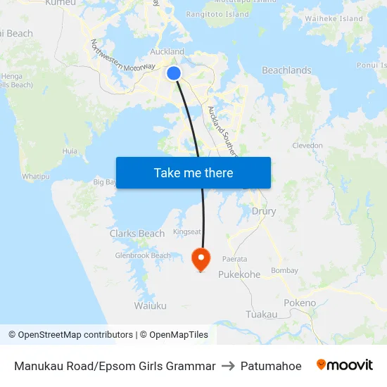 Manukau Road/Epsom Girls Grammar to Patumahoe map