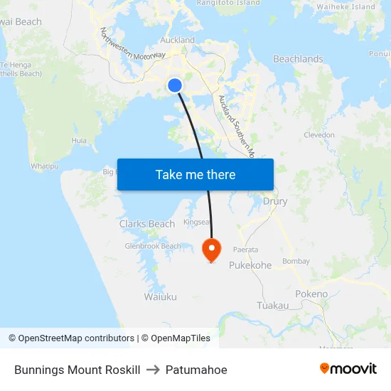 Bunnings Mount Roskill to Patumahoe map