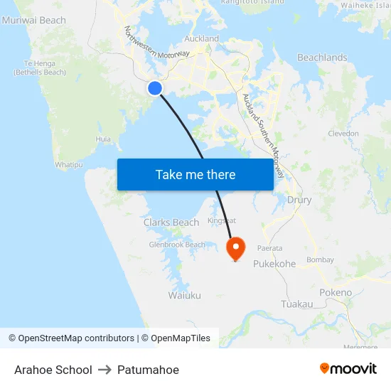 Arahoe School to Patumahoe map