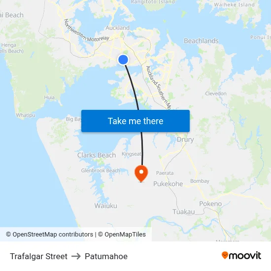 Trafalgar Street to Patumahoe map