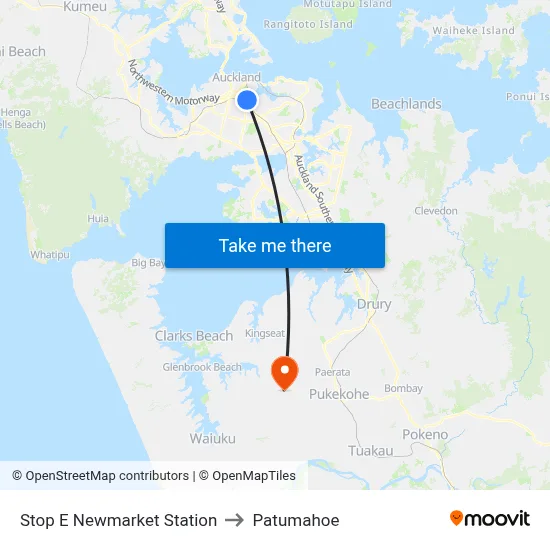 Stop E Newmarket Station to Patumahoe map