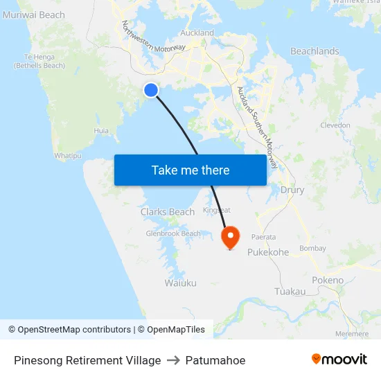 Pinesong Retirement Village to Patumahoe map