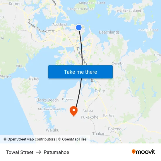 Towai Street to Patumahoe map