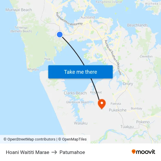 Hoani Waititi Marae to Patumahoe map