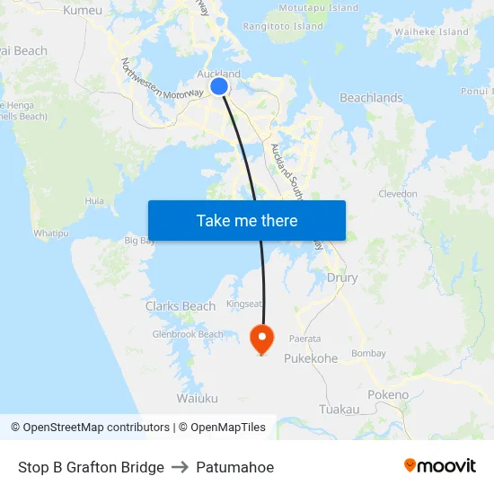 Stop B Grafton Bridge to Patumahoe map