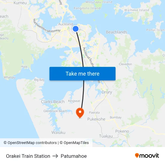 Orakei Train Station to Patumahoe map