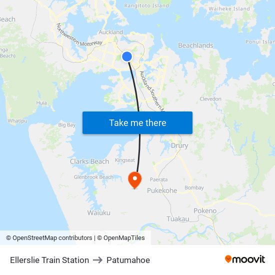 Ellerslie Train Station to Patumahoe map