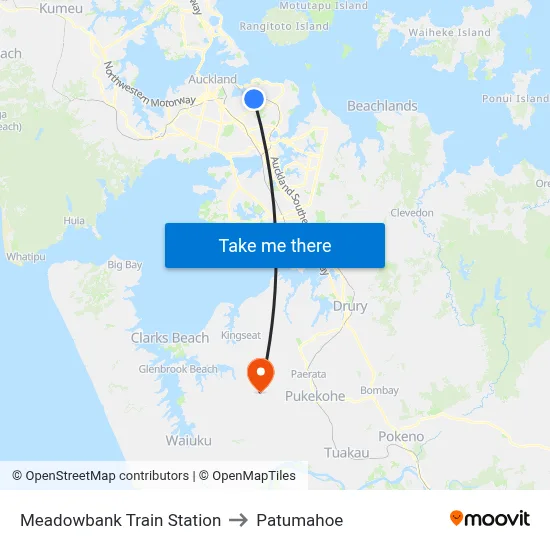 Meadowbank Train Station to Patumahoe map