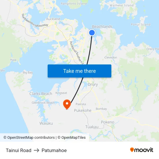 Tainui Road to Patumahoe map