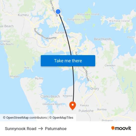 Sunnynook Road to Patumahoe map
