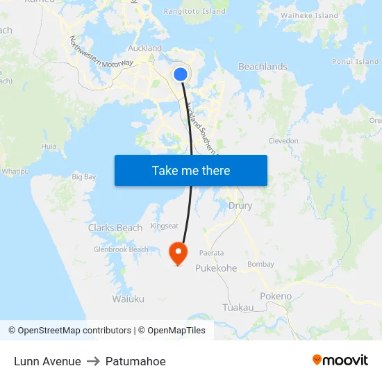 Lunn Avenue to Patumahoe map