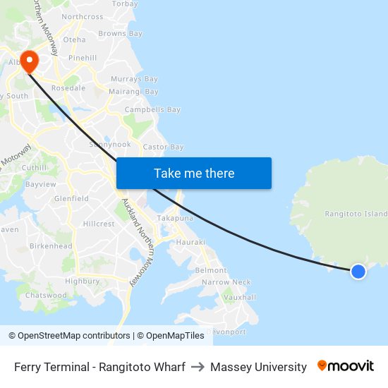 Ferry Terminal - Rangitoto Wharf to Massey University map