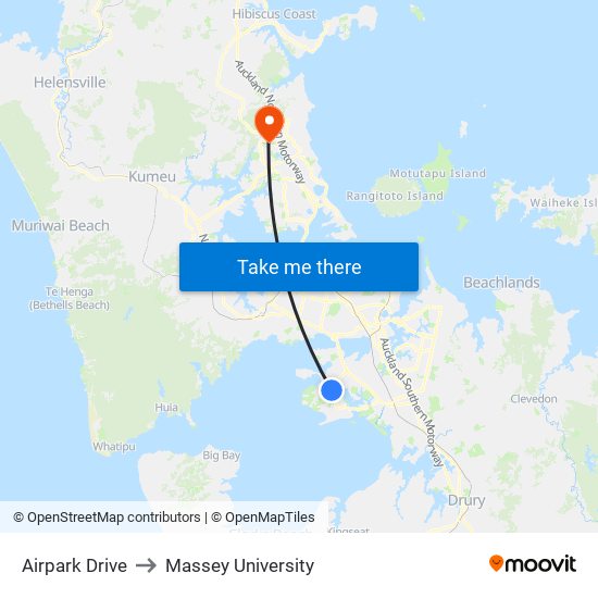 Airpark Drive to Massey University map