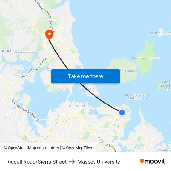 Riddell Road/Sierra Street to Massey University map