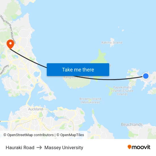 Hauraki Road to Massey University map