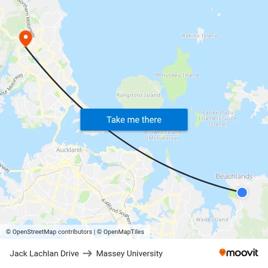 Jack Lachlan Drive to Massey University map