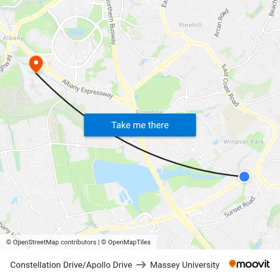 Constellation Drive/Apollo Drive to Massey University map