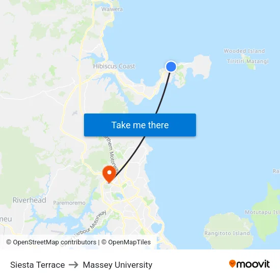Siesta Terrace to Massey University map