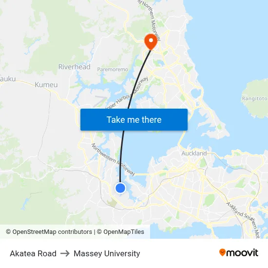 Akatea Road to Massey University map