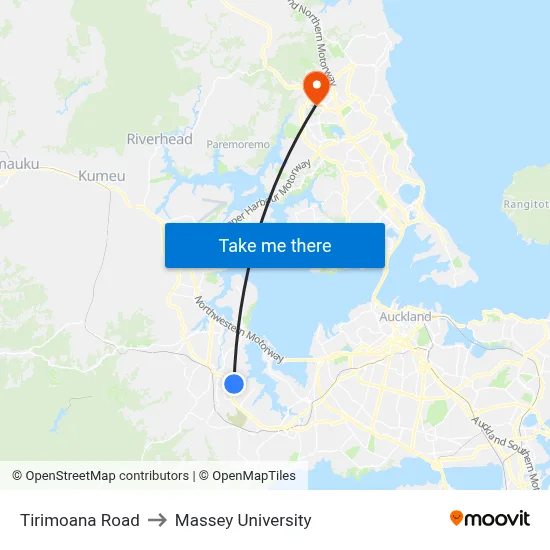 Tirimoana Road to Massey University map