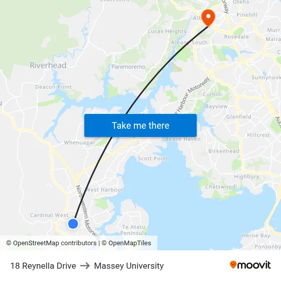 18 Reynella Drive to Massey University map