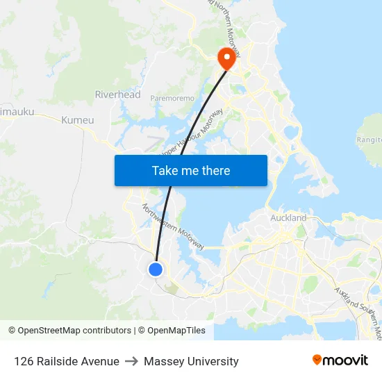 126 Railside Avenue to Massey University map