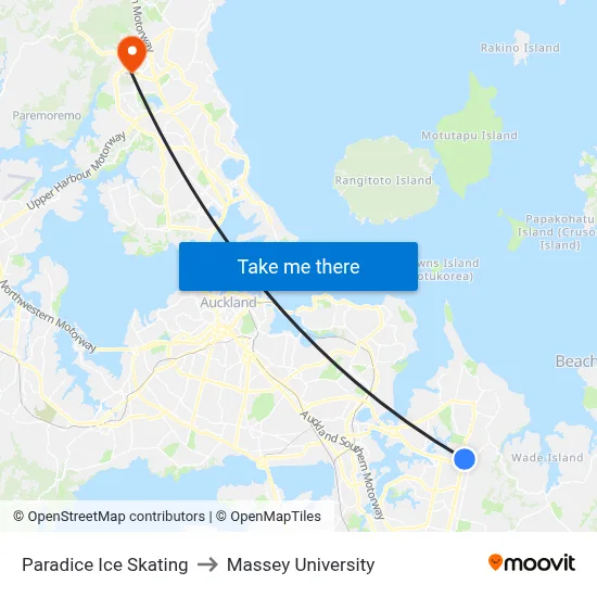 Paradice Ice Skating to Massey University map