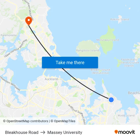 Bleakhouse Road to Massey University map