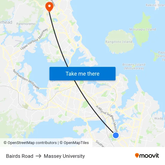 Bairds Road to Massey University map
