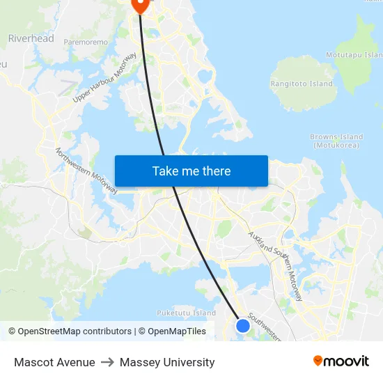 Mascot Avenue to Massey University map