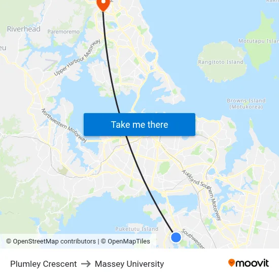 Plumley Crescent to Massey University map