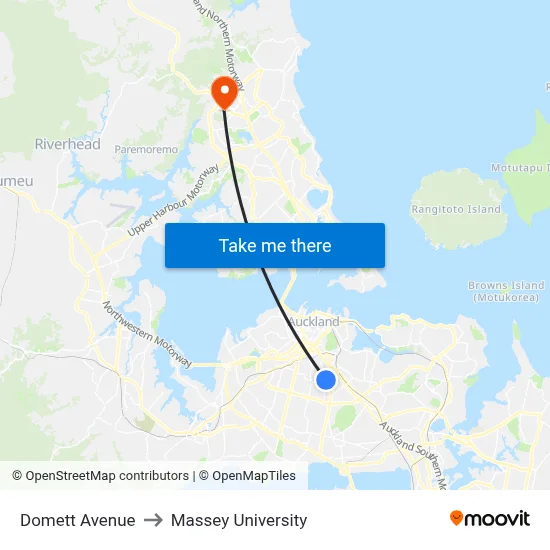 Domett Avenue to Massey University map