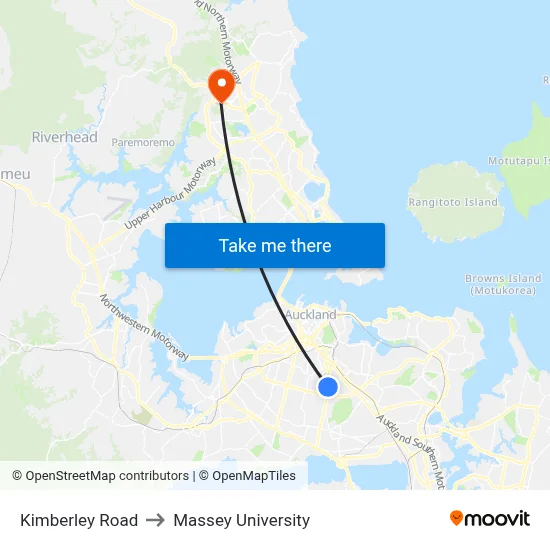 Kimberley Road to Massey University map