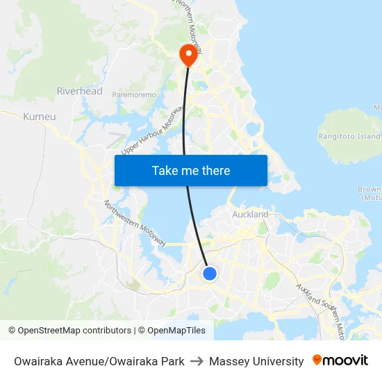 Owairaka Avenue/Owairaka Park to Massey University map