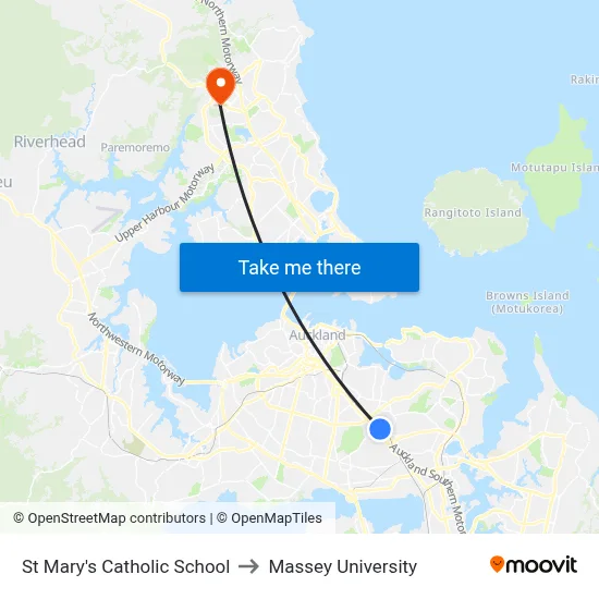 St Mary's Catholic School to Massey University map