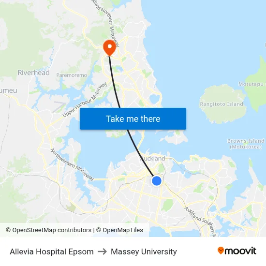 Allevia Hospital Epsom to Massey University map