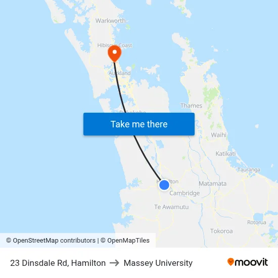 23 Dinsdale Rd, Hamilton to Massey University map