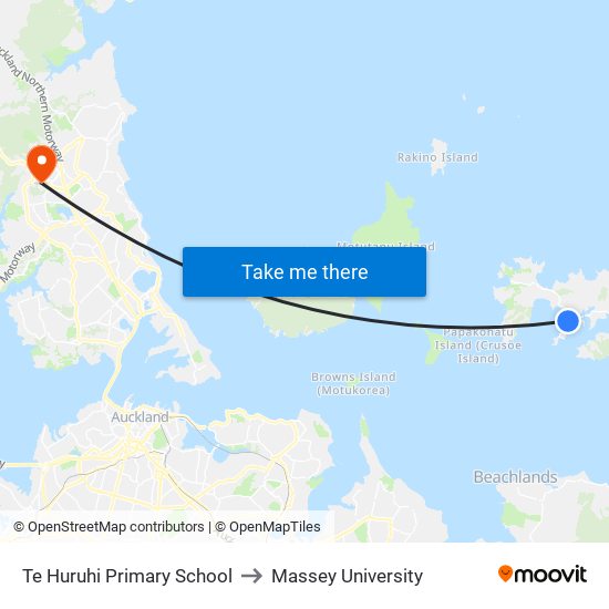 Te Huruhi Primary School to Massey University map