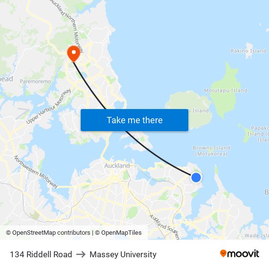 134 Riddell Road to Massey University map