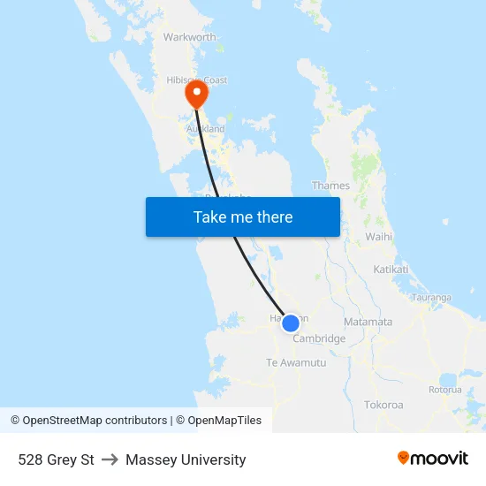 528 Grey St, Hamilton to Massey University map