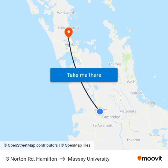 3 Norton Rd, Hamilton to Massey University map