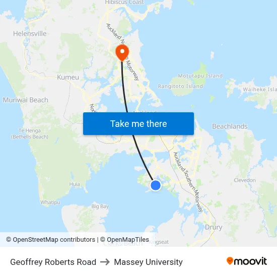 Geoffrey Roberts Road to Massey University map
