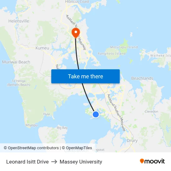Leonard Isitt Drive to Massey University map