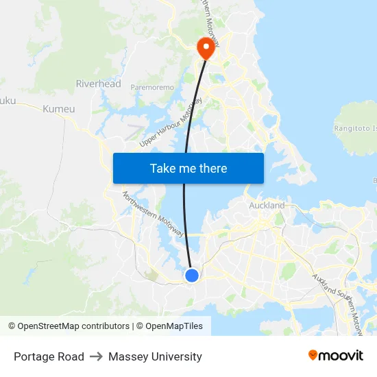 Portage Road to Massey University map