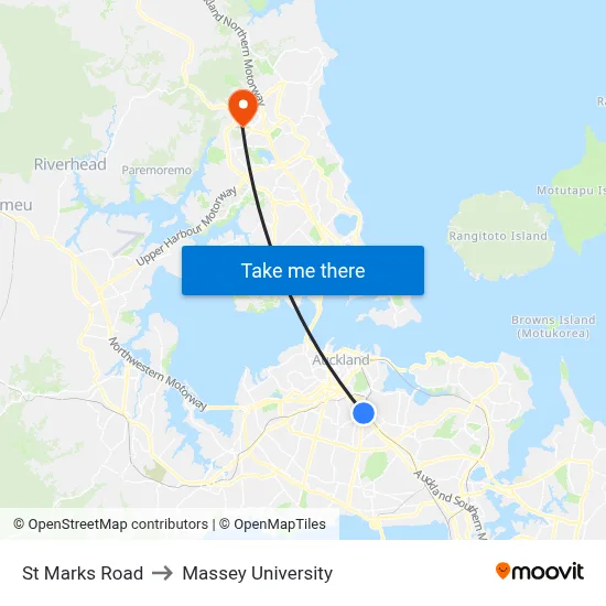 St Marks Road to Massey University map